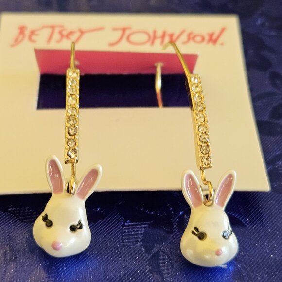 🐰🥚🪻Betsey Johnson EASTER BUNNY RABBIT Earrings - NWT🪻🥚🐰 - Picture 7 of 7